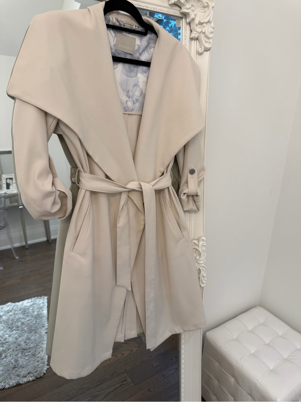Soia & Kyo Cream Trench Coat with Belt